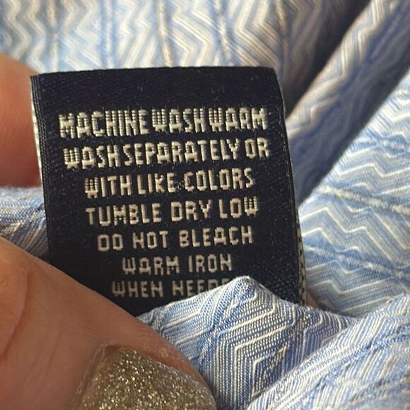 Robert Graham Men’s Blue Button up Long Sleeve Dress shirt size L Large Flip Cuf - Picture 8 of 9